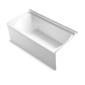 Sterling® 71171122-0 Bathtub, Ensemble™, Soaking Hydrotherapy, Rectangle Shape, 60-1/4 in L x 30-1/4 in W, Right Drain, White