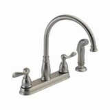 DELTA® 21996LF-SS Windemere® Kitchen Faucet, Commercial, 1.8 gpm Flow Rate, 8 in Center, Swivel Spout, Stainless, 2 Handles