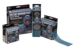 Cleanfit Blue Monster® 70156 Open Mesh Premium Abrasive Cloth, 25 yd L x 2 in W, 165 Grit, Aluminum Oxide Abrasive