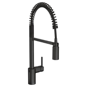 Moen® 5923EWBL Align™ MotionSense Wave™ Pre-Rinse Spring Pulldown Kitchen Faucet, 1.5 gpm Flow Rate, High-Arc Spout, Matte Black, 1 Handle