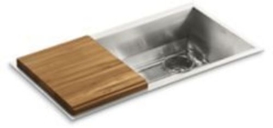 KALLISTA® L20306-00-NA Soltiere® 33" Drop-In Single Basin Stainless Steel Kitchen Sink with Cutting Board