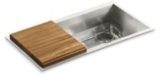 KALLISTA® L20306-00-NA Soltiere® 33" Drop-In Single Basin Stainless Steel Kitchen Sink with Cutting Board