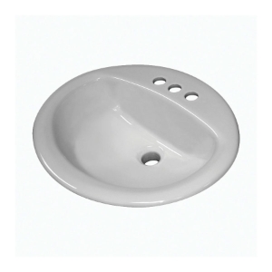 Sloan® 3873002 SS-3002 Self-Rimming Lavatory Sink With Front Overflow, Oval Shape, 4 in Faucet Hole Spacing, 20 in W x 17 in D x 8 in H, Drop-In Mount, Vitreous China, White