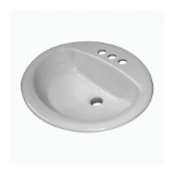 Sloan® 3873002 SS-3002 Self-Rimming Lavatory Sink with Front Overflow, Oval Shape, 4 in Faucet Hole Spacing, 20 in W x 17 in D x 8 in H, Drop-In Mount, Vitreous China, White