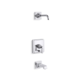 Kohler® T13133-4AL-CP Pinstripe® Pure Rite-Temp® Bath and Shower Trim Kit With Push-Button Diverter and Lever Handle, Without Showerhead, Polished Chrome