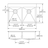 Elkay® ECTSR33229BG1 Crosstown® Dual Mount Sink Kit, Rectangle Shape, 1 Faucet Hole, 22 in W x 33 in D x 9 in H, Top/Undermount, Stainless Steel, Polished Satin