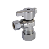 LEGEND 114-604NL T-595NL 1/4 Turn Angle Supply Stop Ball Valve, 5/8 x 3/8 in Nominal, Compression End Style, 125 psi Pressure, Brass Body, Polished Chrome