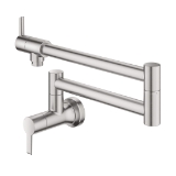 GROHE 31075DC2 31075_2 Ladylux® Pot Filler, Residential, 1.75 gpm Flow Rate, Swivel Spout, Supersteel, 2 Handles