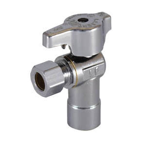 LEGEND 114-613NL T-595NL 1/4 Turn Angle Supply Stop Valve, 1/2 x 3/8 in Nominal, C x Compression End Style, 125 psi Pressure, Brass Body, Polished Chrome