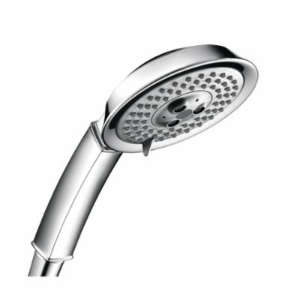 Hansgrohe 28548001 Raindance C 100 AIR 3-Jet Hand Shower, 2.5 gpm Flow Rate, 3 Sprays, 4-5/8 in Dia Head, 1/2 in Connection, Polished Chrome