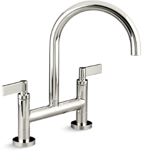 KALLISTA® P25202-LV-AD One™ 1.8 GPM Widespread Bridge Kitchen Faucet Double Handle, Nickel Silver