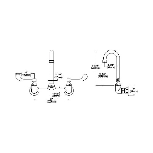 Elkay® LK940GN04T4H Scrub/Handwash Faucet, 1.5 gpm Flow Rate, 8 in Center, Gooseneck Spout, Polished Chrome, 2 Handles