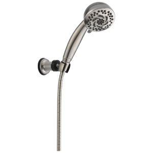 DELTA® 55436-SS-PK Wall Mount Hand Shower, 3-5/8 in Dia, 5-Functions, 2 gpm, 60 in L Hose, Stainless