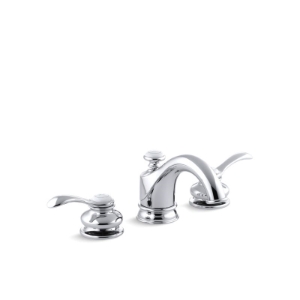 Kohler® 12265-4-CP Fairfax® Widespread Bathroom Sink Faucet, 1.2 gpm Flow Rate, 2-1/8 in H Spout, 8 to 16 in Center, Polished Chrome, 2 Handles, Pop-Up Drain