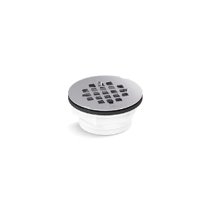 Kohler® 22676-S Round Shower Receptor Drain, 3-3/16 in Dia Nominal, Stainless Steel Grid, PVC Drain