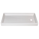 1-Piece Shower Base, DuraBase®, Semi-Gloss White, Right Hand Drain, 60 in L x 30 in W, Domestic