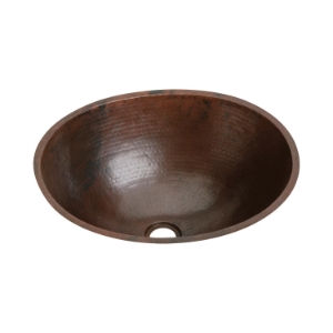 Elkay® ECU1714ACH Asana™ Bathroom Sink, Circular, 16 in W x 19 in D x 6-1/2 in H, Under Mount, Copper, Antique Hammered