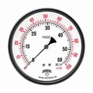 WINTERS PLP301 Low Pressure Gauge, 0 to 32 in H2O, 1/4 in NPT Connection, 2-1/2 in Dial, +/- 3-2-3 %