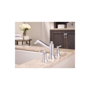Moen® T683BN Dartmoor™ Roman Tub Faucet, 10 in Center, Brushed Nickel, 2 Handles, Traditional