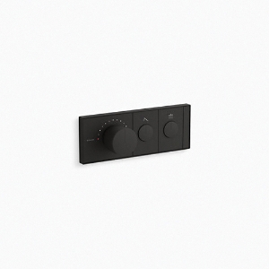 Kohler® 26346-9-BL 2-Outlet Thermostatic Valve Control Panel, 8 gpm Valve, Matte Black