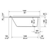 DURAVIT 700331000000090 Starck Bathtub With One Backrest Slope, Soaking, Rectangle Shape, 59 in L x 27-1/2 in W, Right Drain, White