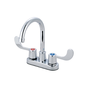 OLYMPIA B-8170 Bar Faucet, Elite, Polished Chrome, 2 Handles, 4 in Center, 1.5 gpm