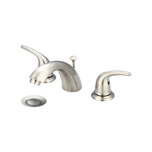 OLYMPIA L-7372-BN Widespread Lavatory Faucet, 1.2 gpm Flow Rate, 1-7/8 in H Spout, 4 to 16 in Center, PVD Brushed Nickel, 2 Handles, Brass Pop-Up Drain