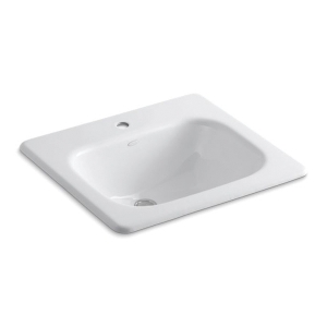 Kohler® 2895-1-0 Tahoe® Self-Rimming Bathroom Sink with Overflow Drain, Rectangular Shape, 21 in W x 19 in D x 8-9/16 in H, Drop-In Mount, Enameled Cast Iron, White