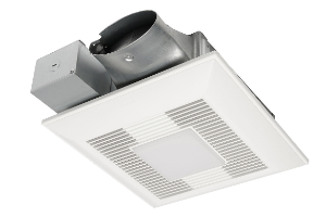 Panasonic WhisperValue® DC™ SmartFlow™ FV-0510VSL1 Ventilation Fan/Light with ECM Motor, L-Shaped Mounting Bracket, LED Lamp, 120 VAC, Steel Housing