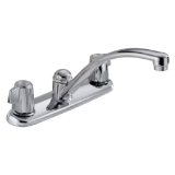 DELTA® 2100LF Kitchen Faucet, Classic, Commercial, 1.8 gpm Flow Rate, 8 in Center, Swivel Spout, Chrome, 2 Handles