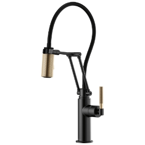 Brizo® 63243LF-BLGL Litze™ Articulating Kitchen Faucet, 1.8 gpm Flow Rate, Swivel Spout, Matte Black/Luxe Gold, 1 Handle