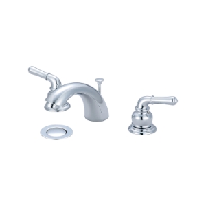 OLYMPIA L-7332 Accent Widespread Lavatory Faucet, 1.5 gpm, 1-7/8 in H Spout, 4 to 16 in Center, Polished Chrome, 2 Handles, Pop-Up Drain