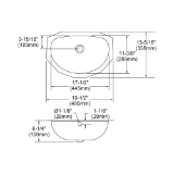 Elkay® ELUH1811 Asana™ Bathroom Sink, Oval, 19-1/2 in W x 13-5/16 in D x 6-1/4 in H, Under Mount, Stainless Steel, Lustertone