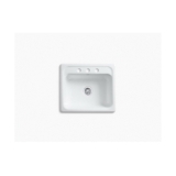 Kohler® 5964-3-0 Mayfield™ Kitchen Sink, White, Rectangular Shape, 22 in L x 15 in W x 7-3/4 in D Bowl, 3 Faucet Holes, 25 in L x 22 in W x 8-3/4 in H, Top Mount, Enameled Cast Iron