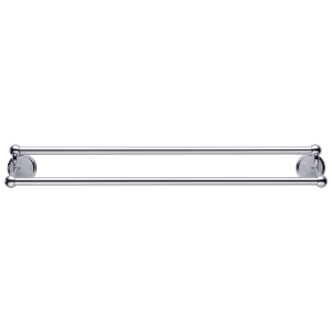 Brizo® 69525-PC Round Traditional Double Towel Bar, 5/8 in Ring, 24 in L Bar, 6 in OAD x 3-11/32 in OAH, Polished Chrome