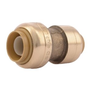 Sharkbite® U009LF Pipe Reducing Coupling, 3/8 x 1/2 in Nominal, Push-Fit End Style, Brass