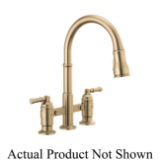 DELTA® 2390L-CZ-DST Broderick™ Pulldown Bridge Kitchen Faucet, 1.8 gpm Flow Rate, Champagne Bronze, 2 Handles, 3 Faucet Holes, Function: Traditional, Commercial/Residential