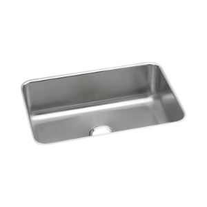 Elkay® DXUH2416 Dayton® Kitchen Sink, Radiant Satin, Rectangle Shape, 24 in L x 16 in W x 8 in D Bowl, 26-1/2 in L x 18-1/2 in W x 8 in H, Undermount, 18 ga 304 Stainless Steel