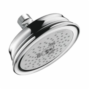 Hansgrohe 04070000 Croma C 100 3-Jet Shower Head, Number of Spray Type: 3, Full/Pulsating Massage/Intense Turbo Spray, 2.5 gpm Max Flow, Wall Mount, Polished Chrome