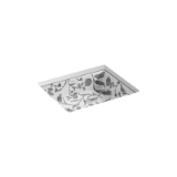 Kohler® 14275-BT-0 Kathryn® Bathroom Sink, Rectangle Shape, 19-3/4 in W x 15-5/8 in D x 6-1/4 in H, Under Mount, Vitreous China, Botanical Study™ White