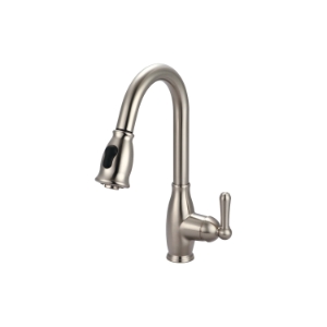 OLYMPIA K-5040-BN Pull-Down Kitchen Faucet, Accent, 1.8 gpm Flow Rate, PVD Brushed Nickel, 1 Handle, 1/3 Faucet Holes, Function: Traditional