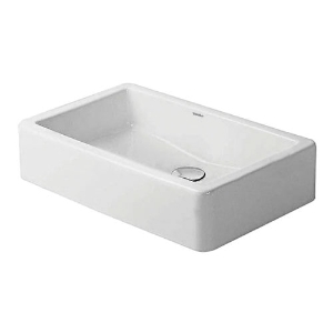 DURAVIT 0455600000 Vero® Washbowl Without Overflow, Tap Platform and Tap Hole, 23.6 in W x 14.9 in D x 5.9 in H, Ground Mount, White