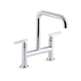 Kohler® 7547-4-CP Purist® Bridge Faucet, 1.8 gpm Flow Rate, 8 in Center, High-Arc Spout, Polished Chrome, 2 Handles