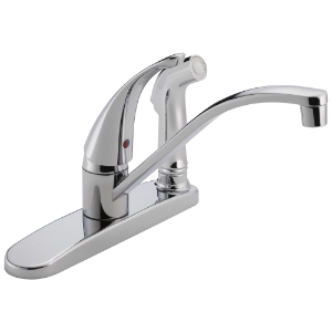 Peerless® P188400LF Kitchen Faucet, 1.8 gpm Flow Rate, 8 in Center, Swivel Spout, Polished Chrome, 1 Handle