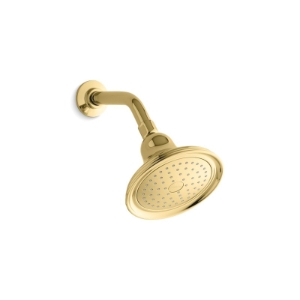 Kohler® 10391-AK-PB Single Function Shower Head with Katalyst® Air-Induction Spray, Devonshire®, 2.5 gpm Minimum, 1 Spray, Wall Mount, Vibrant® Polished Brass