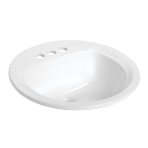 Mansfield® 249-4 BIS Self-Rimming Lavatory With Consealed Front Overflow, Maverick™ I, Round Shape, 4 in Faucet Hole Spacing, 19 in W x 19 in D x 8-1/2 in H, Drop-In Mount, Vitreous China, Biscuit