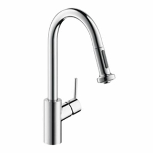 Hansgrohe 14877001 Talis S Pull-Down Kitchen Faucet, 1.75 gpm Flow Rate, Polished Chrome, 1 Handle, 1 Faucet Hole, Function: Traditional, Commercial