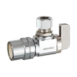 dahl 611-46-31-BAG dahal-Eco™ mini-ball™ Angle Supply Stop, 1/2 x 3/8 in Nominal, Female CPVC x Compression End Style, Brass Body, Polished Chrome