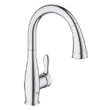 GROHE 30213001 Ohm Sink with Integrated Temperature Limiter, 1.75 gpm, 360 deg Swivel C Spout, StarLight® Chrome Plated, 1 Handle, 1 Faucet Hole, Side Spray(Y/N): No, StarLight® Polished Chrome