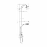 Hansgrohe 27169001 Croma Shower Pipe, 3 Shower Head, 2 gpm Flow Rate, Full/Pulsating Massage/Intense Turbo Spray, Polished Chrome